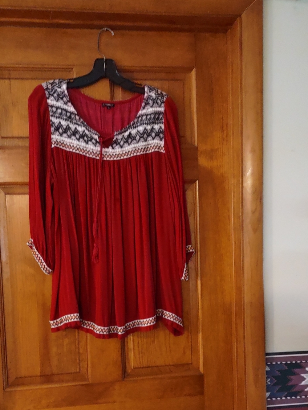 Hannah Wine-Red Textured Tunic Top
